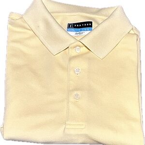 PGA Tour~Airflux~Men's Polo Golf Shirt~Size Large~Sunshine Yellow ~ Short Sleeve